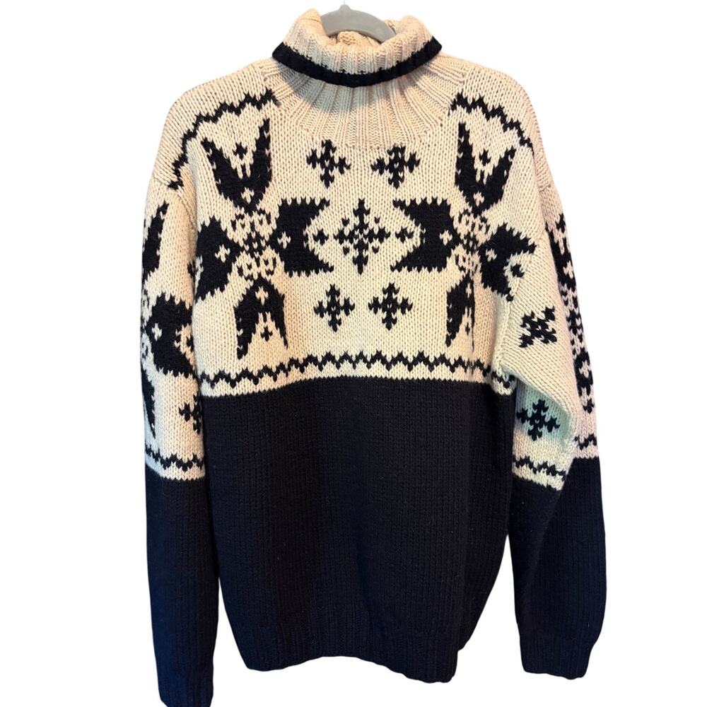VNTG 80's Banana Republic Safari & Travel Wool Turtleneck Sweater Tribal Men SM